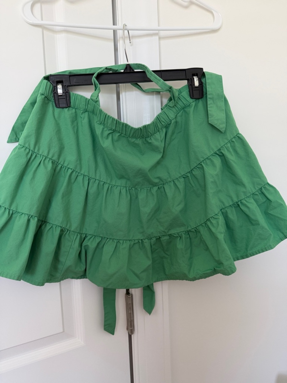 Green Tiered Ruffle Crop Top